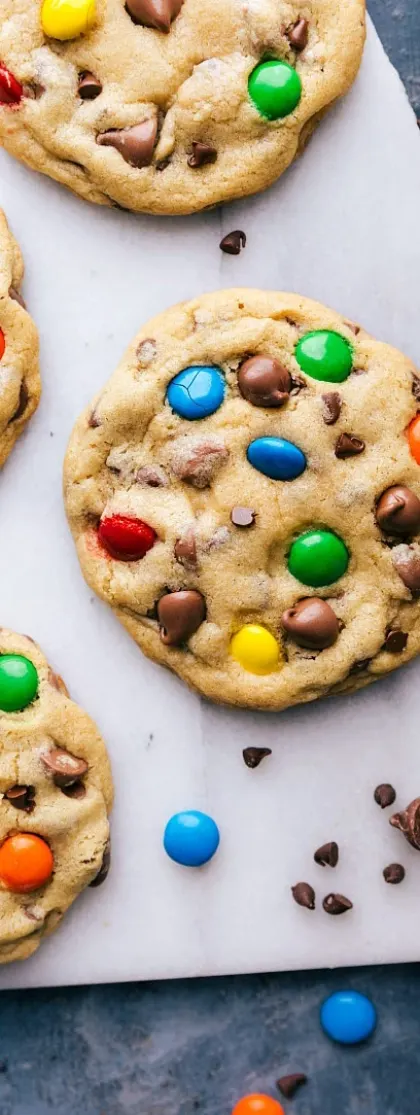 M&M-Style Loaded Protein Cookie Bake