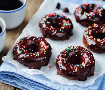 Baked Chocolate Cream Protein Donuts