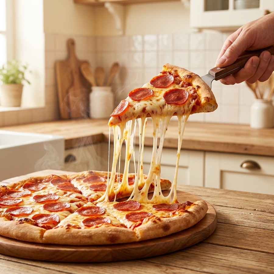Pepperoni pizza, macro-swapped